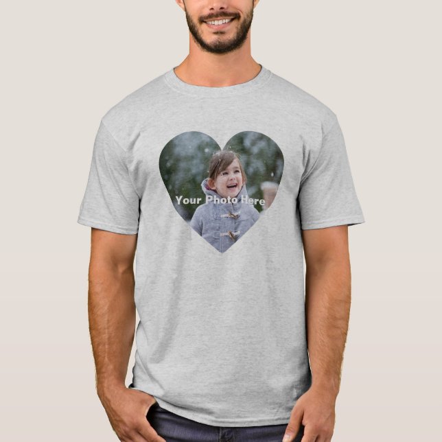 Photo personnalisée en forme de coeur T-shirt homm (Devant)