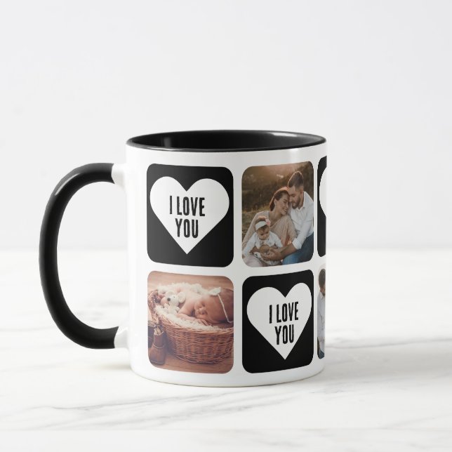 Photo personnalisée en noir et blanc J'aime Mug Yo (Gauche)