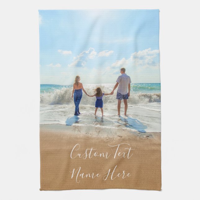 Photo personnalisée et texte serviette de cuisine  (Vertical)