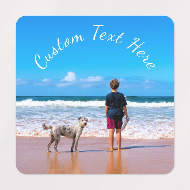 Photo personnalisée Étiquettes de texte - Vos anim (Design 3)