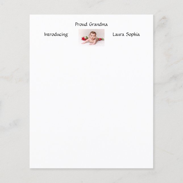 Photo personnalisée Fière grand-mère Nouveau bébé  (Devant)