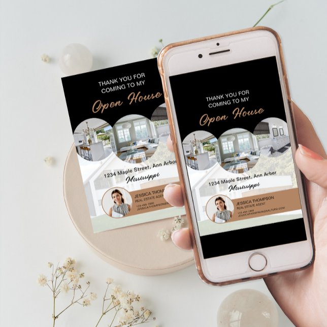 Photo personnalisée Immobilier Open House Carte de (Custom Photo Real Estate Open House Thank You Card)