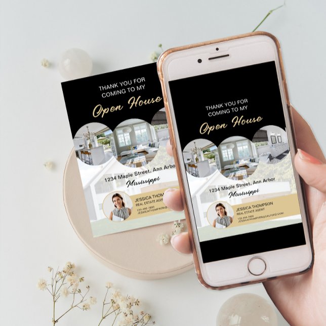 Photo personnalisée Immobilier Open House Carte de (Custom Photo Real Estate Open House Thank You Card)