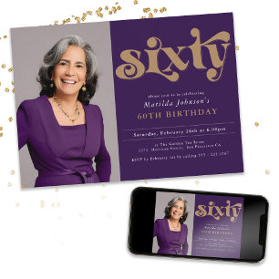 Photo personnalisée Invitation de fête du 60e anni