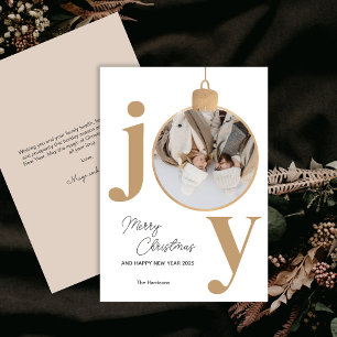 Photo personnalisée JOIE Blanc Noël Bell Carte de 