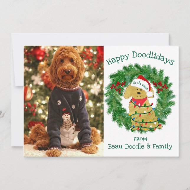 Photo personnalisée Lumières de Noël Goldendoodle (Devant)