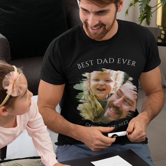 Photo personnalisée Meilleur papa Jamais T-shirt (Créateur téléchargé)
