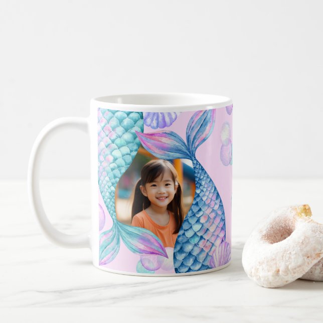 Photo personnalisée Mug de sirène (Avec donut)