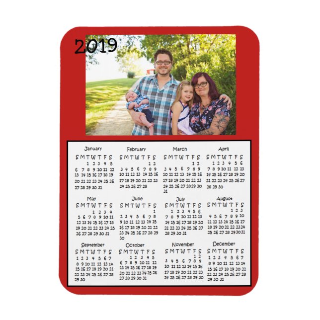Photo personnalisée Red Mini Magnet Calendrier 201 (Vertical)