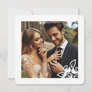 Photo personnalisée Roses blanches Elégante carte