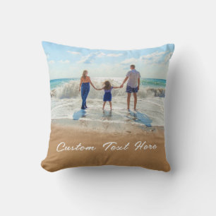 Photo personnalisée Texte Coussin Votre famille Ph