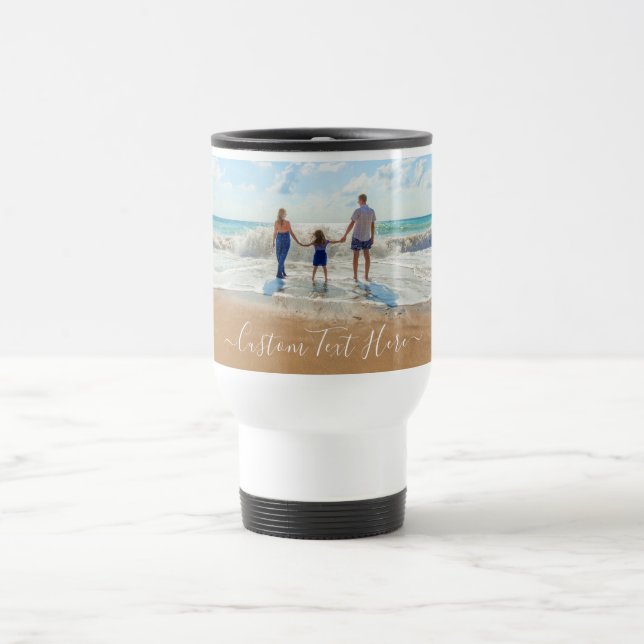 Photo personnalisée Texte Voyager Mug Votre famill (Centre)