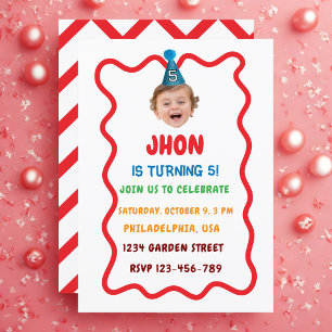 Photo personnalisée Visage Anniversaire Invitation