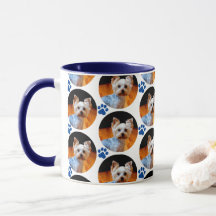 Photo Pet moderne Blue Empreinte de patte Mug Moti