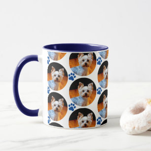 Photo Pet moderne Blue Empreinte de patte Mug Moti