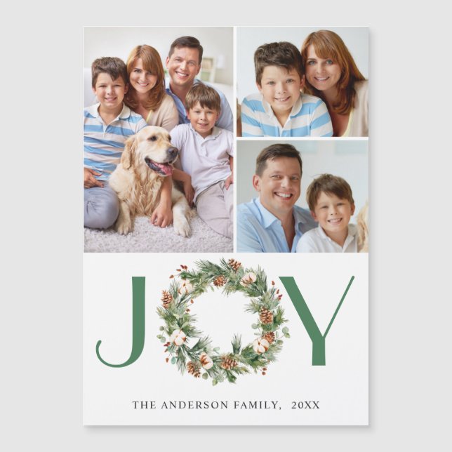 PHOTO Pine Cônes Wreath Christmas Carte magnétique (Devant)