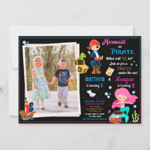Photo Pirate et Mermaid invitation d'anniversaire