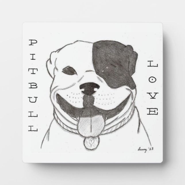Photo Pitbull Love Plaque (Devant)