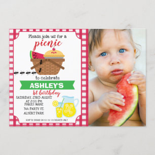 Photo Plaid Pique-nique Invitation Anniversaire