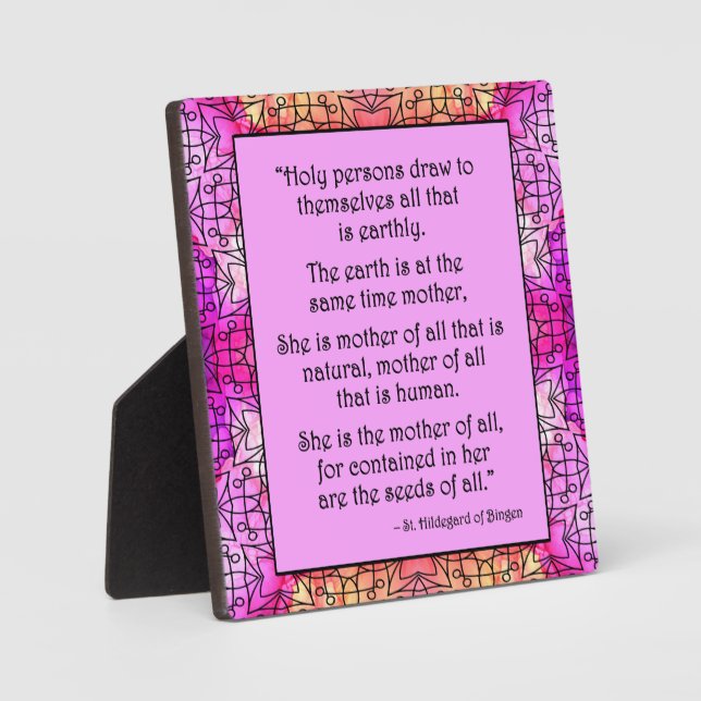 Photo Plaque avec citation de Sainte Hildegarde de Binge (Recto)