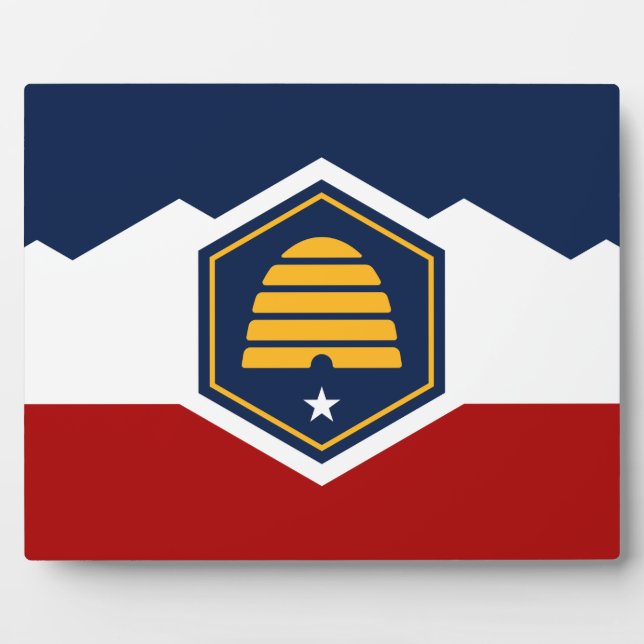 Photo Plaque avec le drapeau de l'État de l'Utah, États- (Devant)