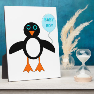 Photo Plaque bébé garçon pingouin bleu mignon
