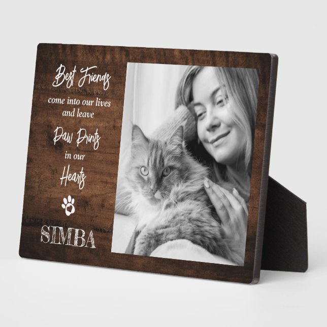 Photo Plaque commémorative personnalisée pour chat avec  (Côté)