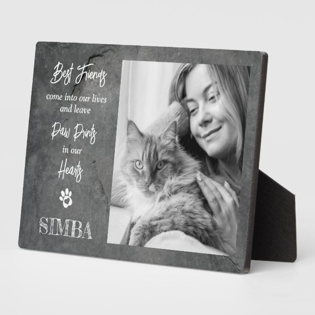 Photo Plaque commémorative personnalisée pour chat avec  (Côté)