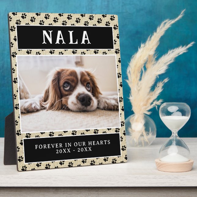 Photo Plaque commémorative rustique pour chien avec empr (Côté)