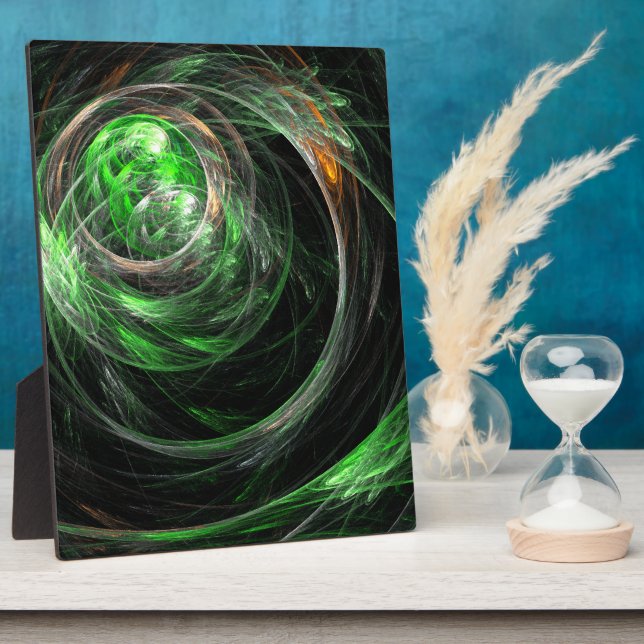 Photo Plaque d'art abstrait vert autour du monde (Côté)