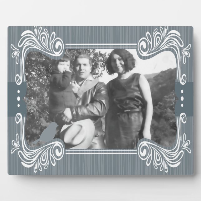 Photo Plaque d'art aux oiseaux gris (Devant)