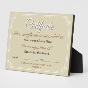 Photo Plaque d'attribution de certificat