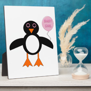 Photo Plaque de bébé rose mignonne fille Penguin