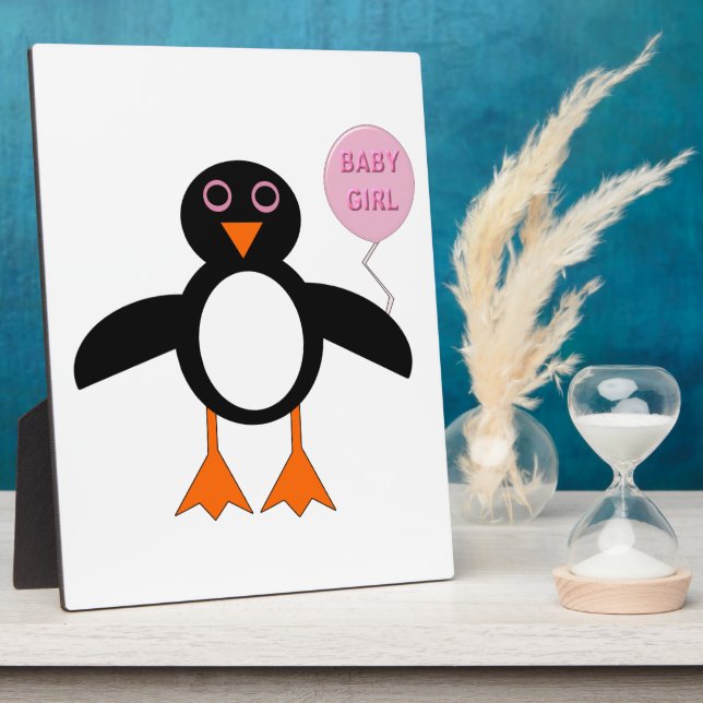 Photo Plaque de bébé rose mignonne fille Penguin (Côté)