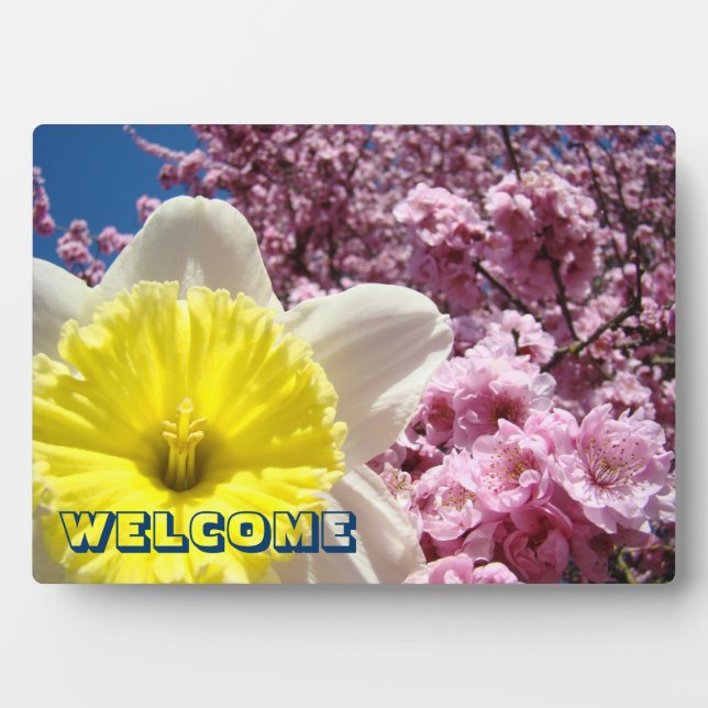 Photo plaque de BIENVENUE fleurs de jonquilles de printe (Devant)