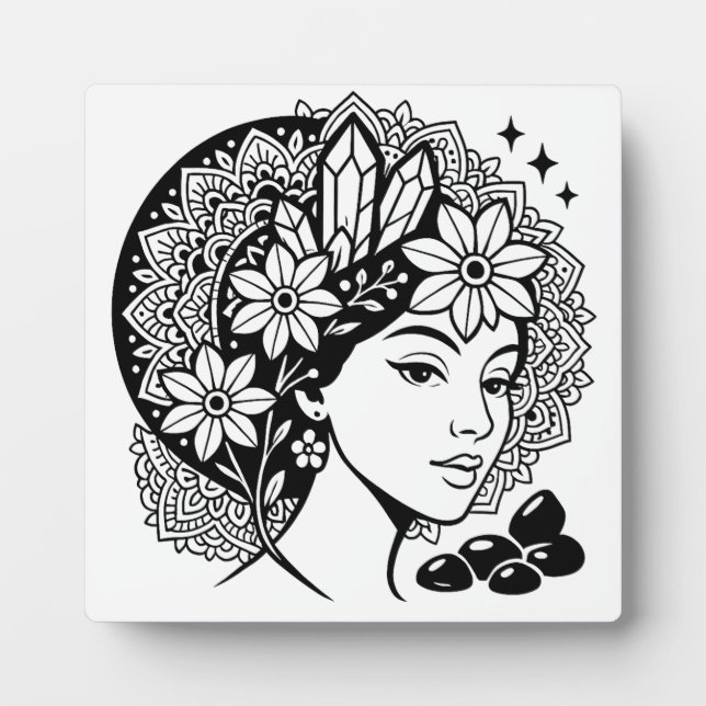 Photo Plaque de cristal florale de Mandala féminine divi (Devant)