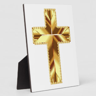 PHOTO PLAQUE DE CROIX SAINTE EN OR