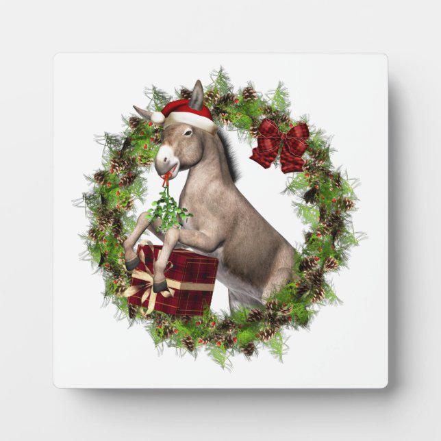 Photo Plaque de la table Père Noël Donkey de Noël avec d (Devant)