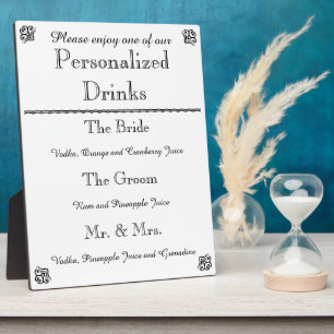Photo Plaque de menu de la barre mariage