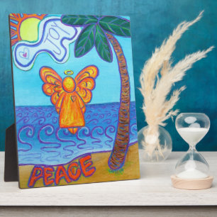 Photo Plaque de peinture artistique d'ange de plage de j