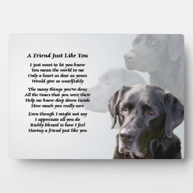 Photo Plaque de poème Black Labrador Friend (Devant)