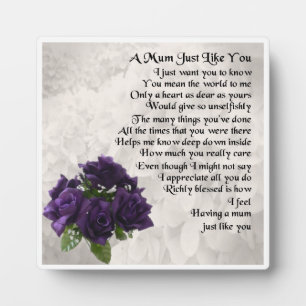 Photo Plaque de poème maman - Design Rose violet