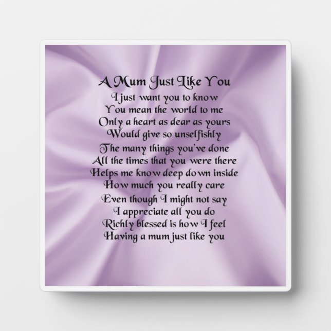 Photo Plaque de poème maman - Lilac (Devant)