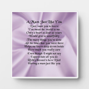 Photo Plaque de poème maman - Lilac Design en soie