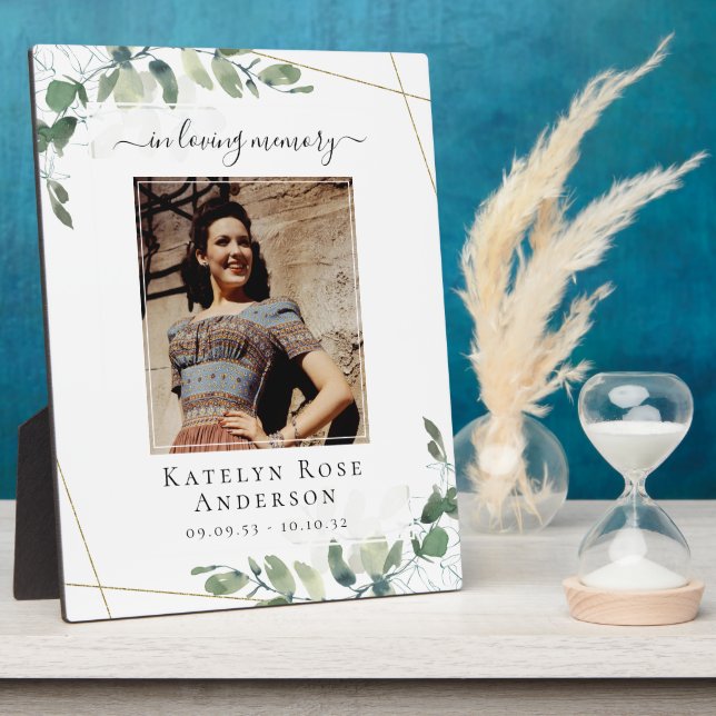 Photo Plaque de souvenir de eucalyptus pour funérailles  (Côté)