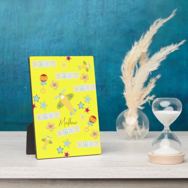 Photo Plaque de table avec Easel Baby Jaune avion (Côté)