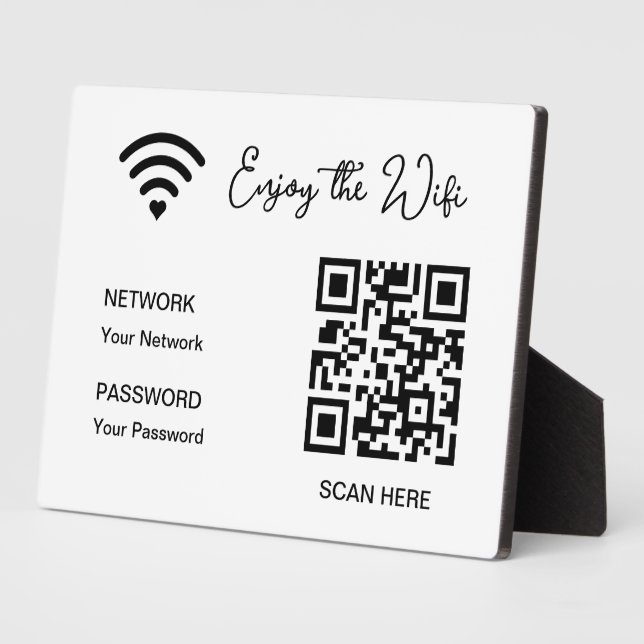 Photo Plaque de table avec texte personnalisé de code QR (Côté)