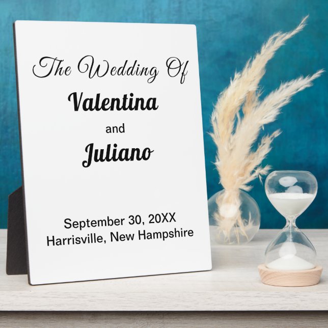 Photo Plaque de table de mariage noir et blanc avec chev (Côté)