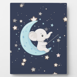 Photo Plaque de table Éléphant bébé pêchant des étoiles