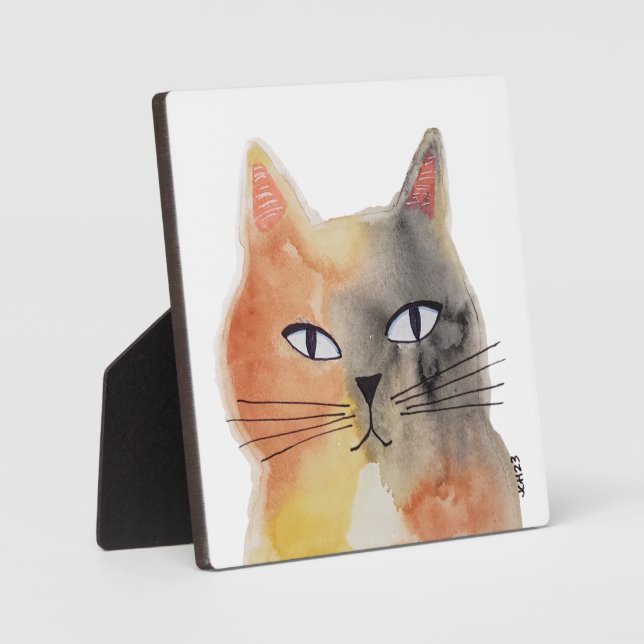 Photo Plaque de table en art de chat à l'aquarelle (Recto)